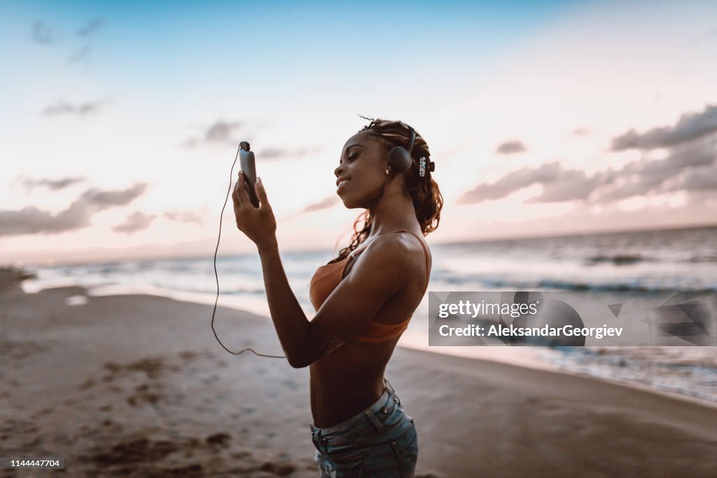 Sunset And Relaxing Music Through The Calm Ocean