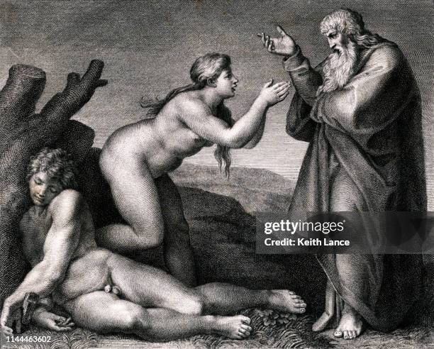 the creation of eve - adam and eve stock illustrations