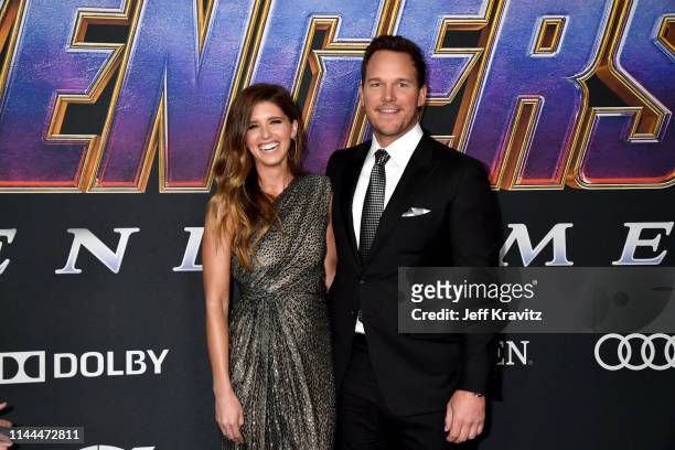 Katherine Schwarzenegger and Chris Pratt attend the World Premiere of Walt Disney Studios Motion Pictures "Avengers: Endgame" at Los Angeles...