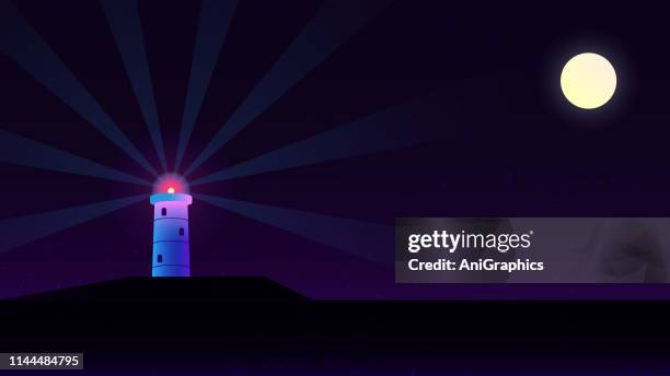 lighthouse with sky background - beacon stock illustrations