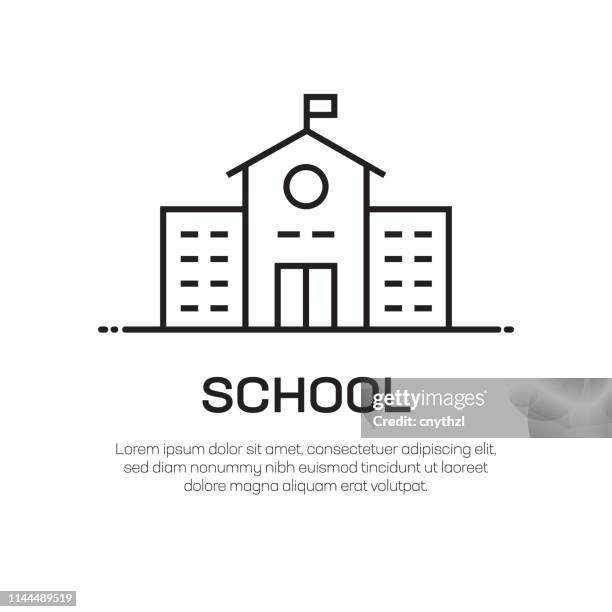 school vector line icon - simple thin line icon, premium quality design element - university building exterior stock illustrations