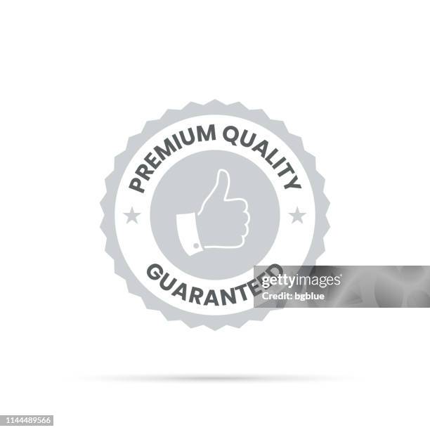 trendy gray badge - premium quality, guaranteed - guarantee stock illustrations