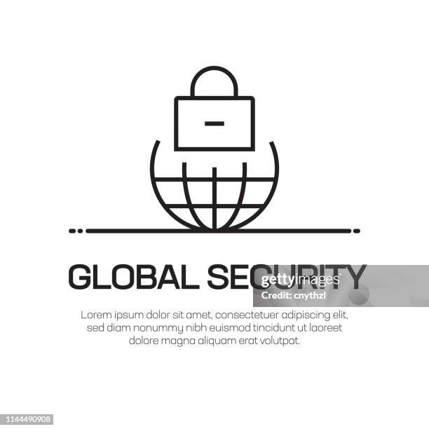 global security vector line icon - simple thin line icon, premium quality design element - security lock logo stock illustrations