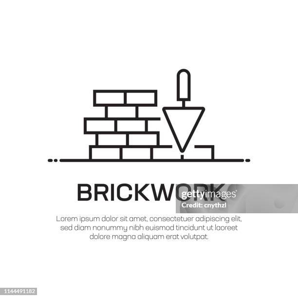 illustrations, cliparts, dessins animés et icônes de brickwork vecteur ligne icône-simple ligne mince icône, élément de conception de qualité supérieure - truelle