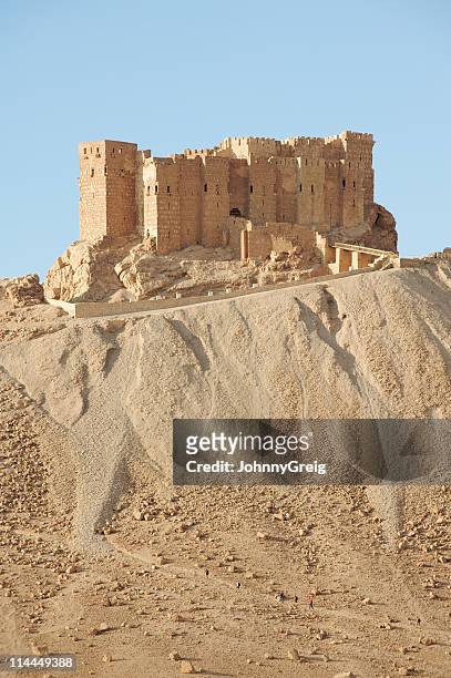castelo no alto da colina em palmyra síria - palmera - fotografias e filmes do acervo