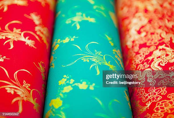 satin chinese fabrics - silk china stock pictures, royalty-free photos & images