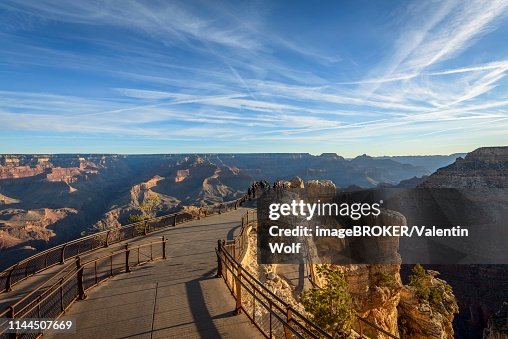 Mathe R Point South Rim Viewpoint Mather Point With Visitors Tourists Eroded Rocky Landscape ...