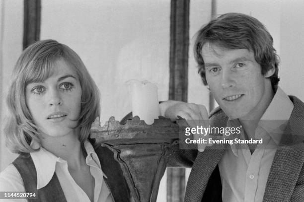 English actor, comedian, and singer Michael Crawford with his wife Gabrielle Lewis, UK, 22nd November 1969.
