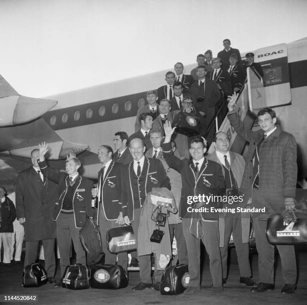 The Springboks, South Africa national rugby union team, arrive at Heathrow Airport for their tour of Britain and Ireland, London, UK, 6th November...