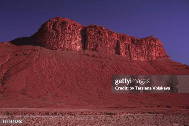 nature panorama with rocky mountain and copy space, tiznit province, morocco, africa - high atlas morocco stock pictures, royalty-free photos & images