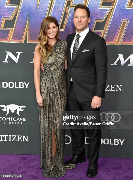 Katherine Schwarzenegger and Chris Pratt attend the World Premiere of Walt Disney Studios Motion Pictures 'Avengers: Endgame' at Los Angeles...