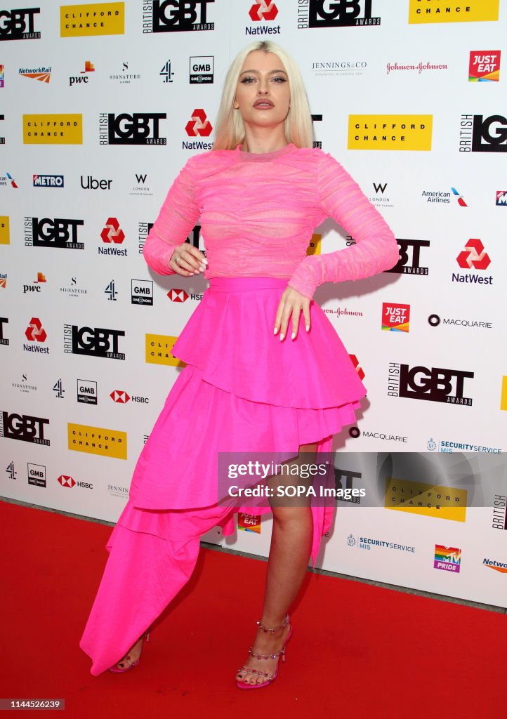 Alice Chater arrives on the red carpet at the British LGBT...