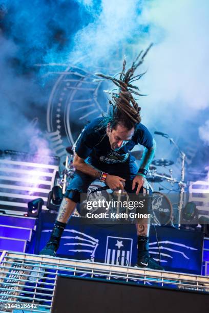 Randy Blythe of Lamb of God performs at Ruoff Home Mortgage Music Center on May 16, 2019 in Noblesville, Indiana.