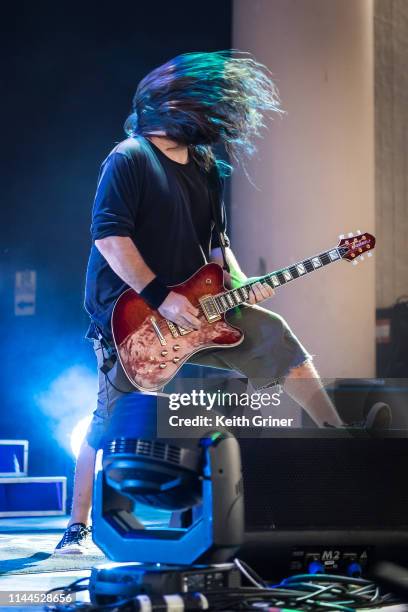 Mark Morton of Lamb of God performs at Ruoff Home Mortgage Music Center on May 16, 2019 in Noblesville, Indiana.