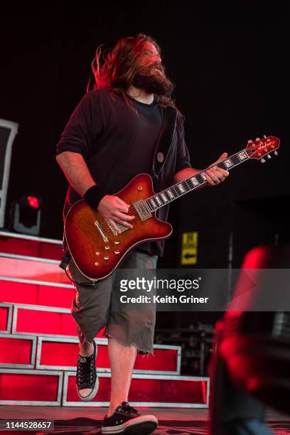 Mark Morton of Lamb of God performs at Ruoff Home Mortgage Music Center on May 16, 2019 in Noblesville, Indiana.