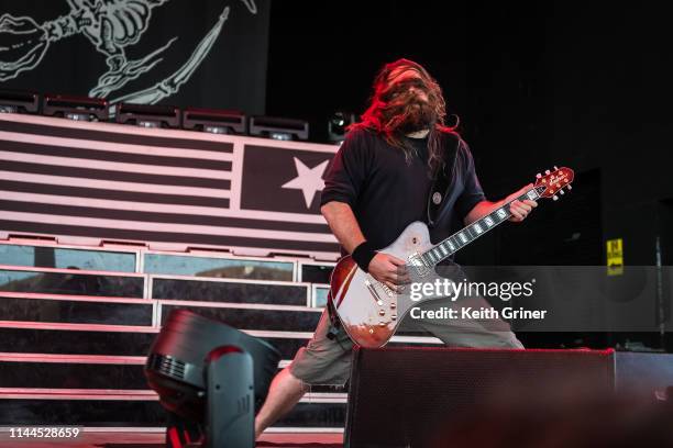 Mark Morton of Lamb of God performs at Ruoff Home Mortgage Music Center on May 16, 2019 in Noblesville, Indiana.