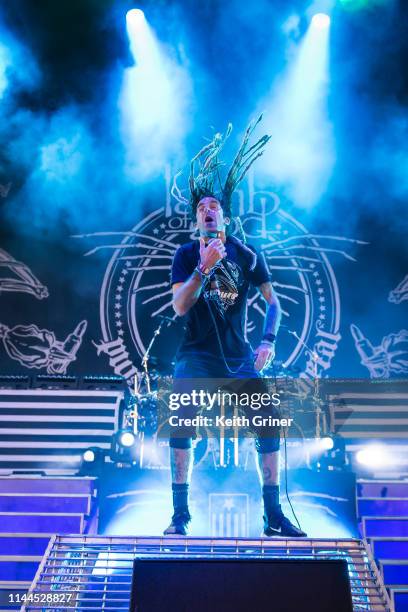 Randy Blythe of Lamb of God performs at Ruoff Home Mortgage Music Center on May 16, 2019 in Noblesville, Indiana.