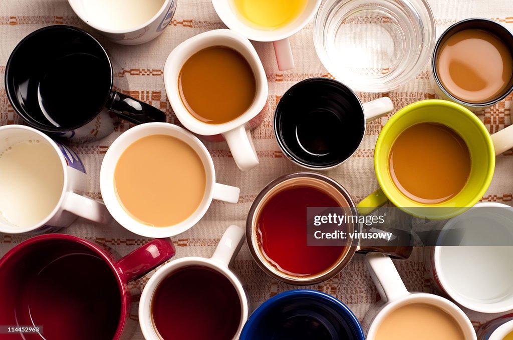 Mugs with drinks