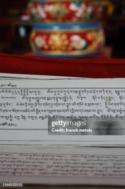 tibetan buddhist book ( india) - association of religion data archives stock pictures, royalty-free photos & images