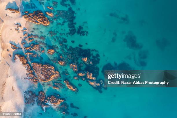 aerial view of water on beach. - hauraki gulf islands stock pictures, royalty-free photos & images