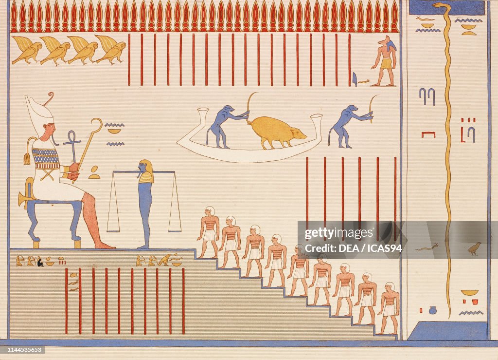 Judgment Hall The Judgement Hall of Osiris, scene from the Book of Gates, mural ...