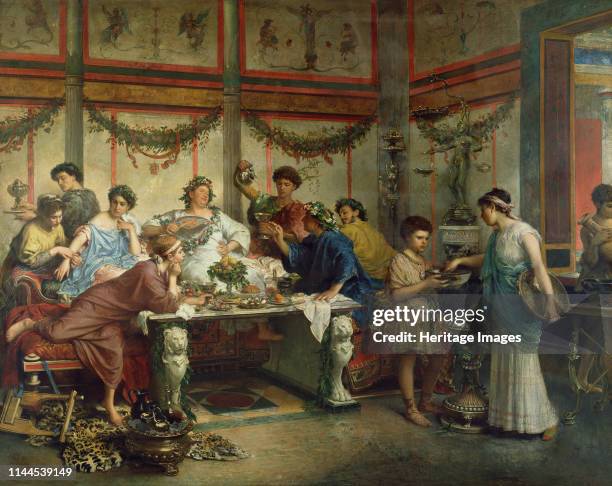 Roman Feast , Second Half of the 19th century. Found in the Collection of J. Paul Getty Museum, Los Angeles. Artist Bompiani, Roberto .