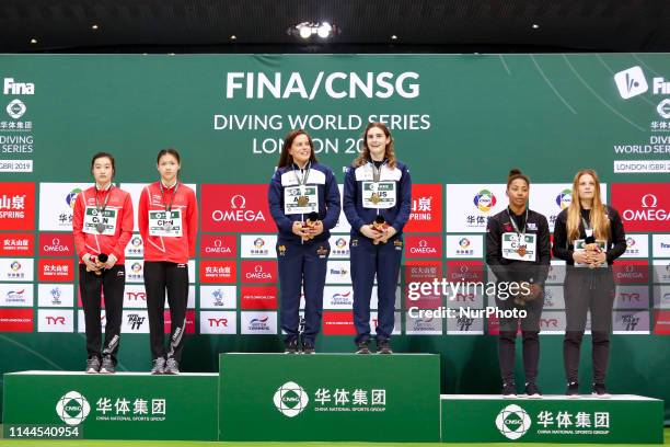 The winners Maddison KEESEY and Anabelle SMITH of Australia, Shan LIN and Yani CHANG of China and Jennifer ABEL and Melissa CITRINI BEAULIEU of...