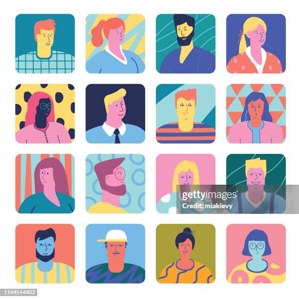 illustrations, cliparts, dessins animés et icônes de ensemble d’avatars de personnes - avatar drawing