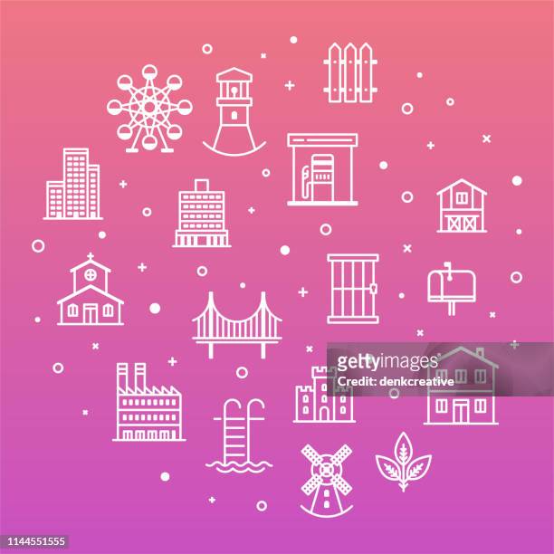 government decision & citizen sentiment outline style outline infographic design - town hall icon stock illustrations