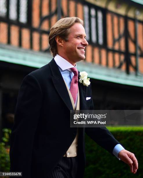 Groom Thomas Kingston arrives for his wedding to Lady Gabriella Windsor at St George's Chapel, Windsor Castle on May 18, 2019 in Windsor, England.