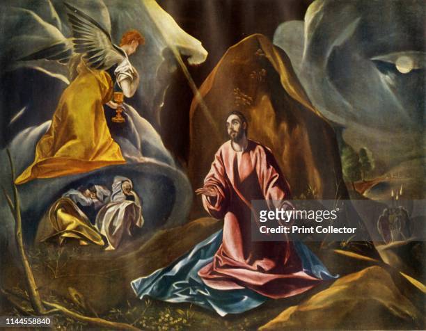 The Agony in the Garden of Gethsemane', 1590s, . An angel appears to the kneeling Christ. In the background are the sleeping apostles, while on the...