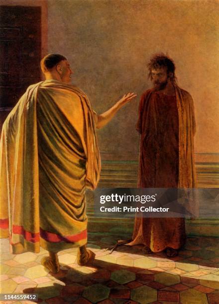 What is Truth?' . Biblical scene: Jesus Christ is questioned by Pontius Pilate, prefect of the Roman province of Judaea. Painting, also known as...