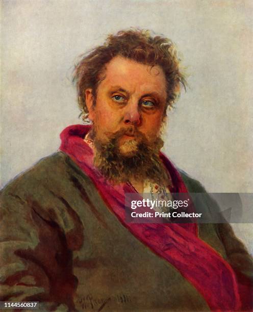 Portrait of the Composer Modest Petrovich Mussorgsky' . Russian composer Modest Petrovich Musorgsky , painted in hospital 10 days before his death....