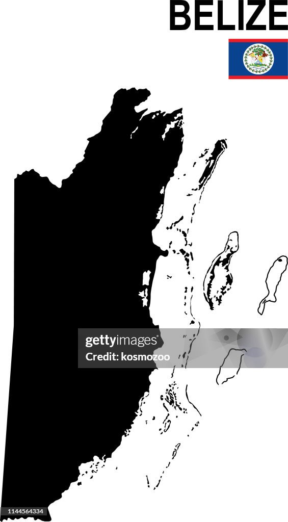 Belize Background Map Black Basic Map Of Belize With Flag Against White Background High-Res ...