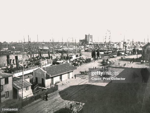 La Boca, Buenos Aires, Argentina, 1895. The neighbourhood of La Boca on the river Plate, with ships at the quayside. From "Round the World in...