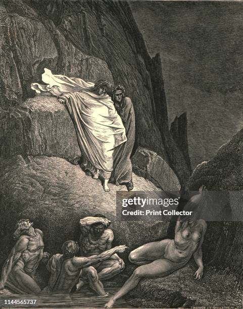 Thais is this, the harlot, whose false lip answer'd her doting paramour that ask'd, "Thankest me much!"', circa 1890. Dante and the Roman poet Virgil...