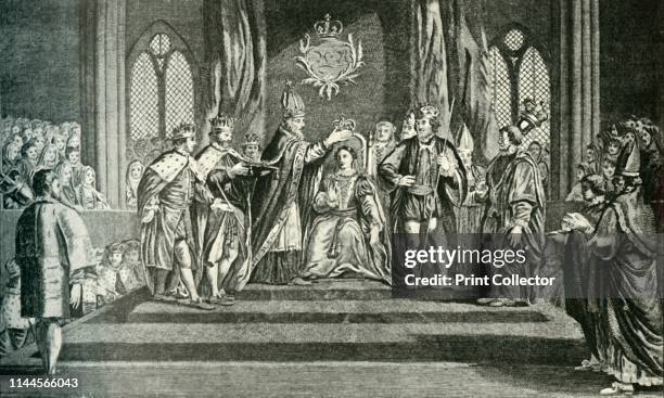 The Coronation of Anne Boleyn with the Crown of St. Edward', 1902. Anne Boleyn was Queen of England from 1533 to 1536 as the second wife of King...
