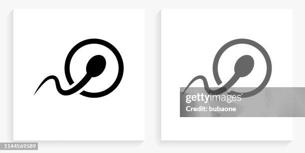 fertilization black and white square icon - sperm stock illustrations