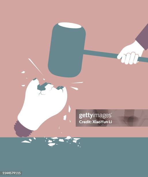 break the idea - broken lamp stock illustrations
