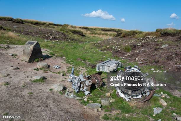 b-29 superfortress 'overexposed' wreckage on bleaklow, derbyshire, england - b 29 superfortress stock pictures, royalty-free photos & images