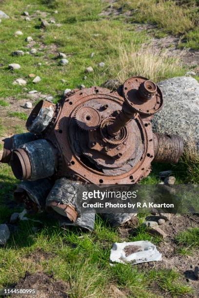 b-29 superfortress 'overexposed' wreckage on bleaklow, derbyshire, england - b 29 superfortress stock pictures, royalty-free photos & images