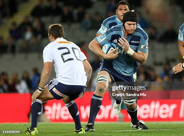 Ali Williams of the Blues in action during the round 14 Super Rugby match between the Blues and the Stormers at Eden Park on May 20, 2011 in...