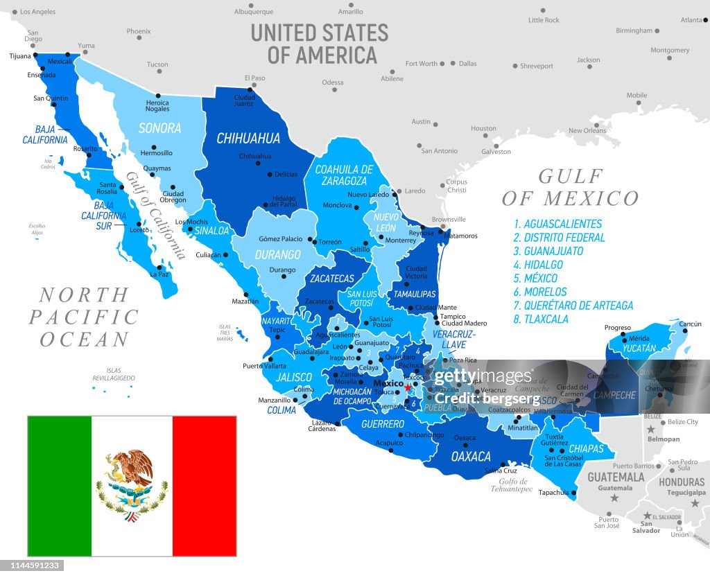 Mexiko-Karte mit Nationalflagge