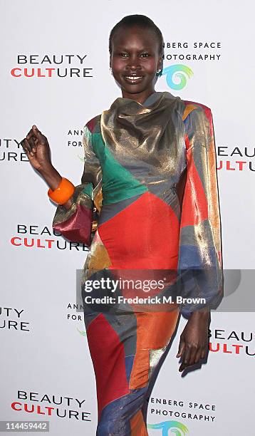 Model Alek Wek attends the Opening Night of "Beauty Culture" at The Annenberg Space For Photography on May 19, 2011 in Century City, California.
