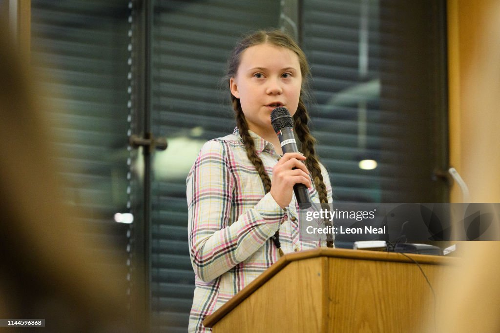 Greta Thunberg Addresses Parliament Climate Change Group Meeting