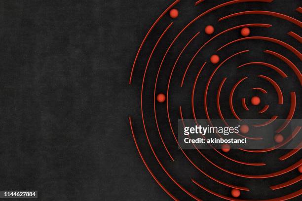 3d circulaire doolhof, labyrint - puzzle business stockfoto's en -beelden