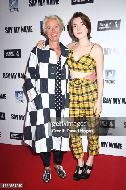 Emma Thompson and daughter Gaia Romilly Wise attend the "Say My Name" Gala Screening at Odeon Luxe Leicester Square on April 23, 2019 in London,...