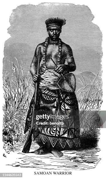 samoan warrior - samoan stock illustrations
