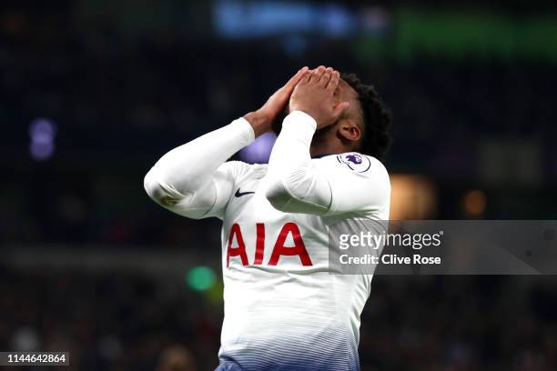 Danny Rose of Tottenham Hotspur reacts during the Premier League match between Tottenham Hotspur and Brighton & Hove Albion at Tottenham Hotspur...