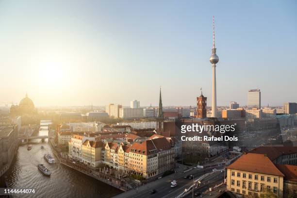 berlin at sunset - berlin germany stock pictures, royalty-free photos & images